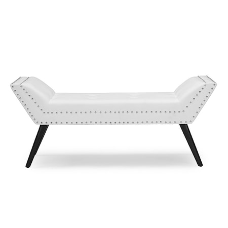 Baxton Studio Tamblin White Faux Leather Upholstered Large Ottoman Seating Bench 117-6383